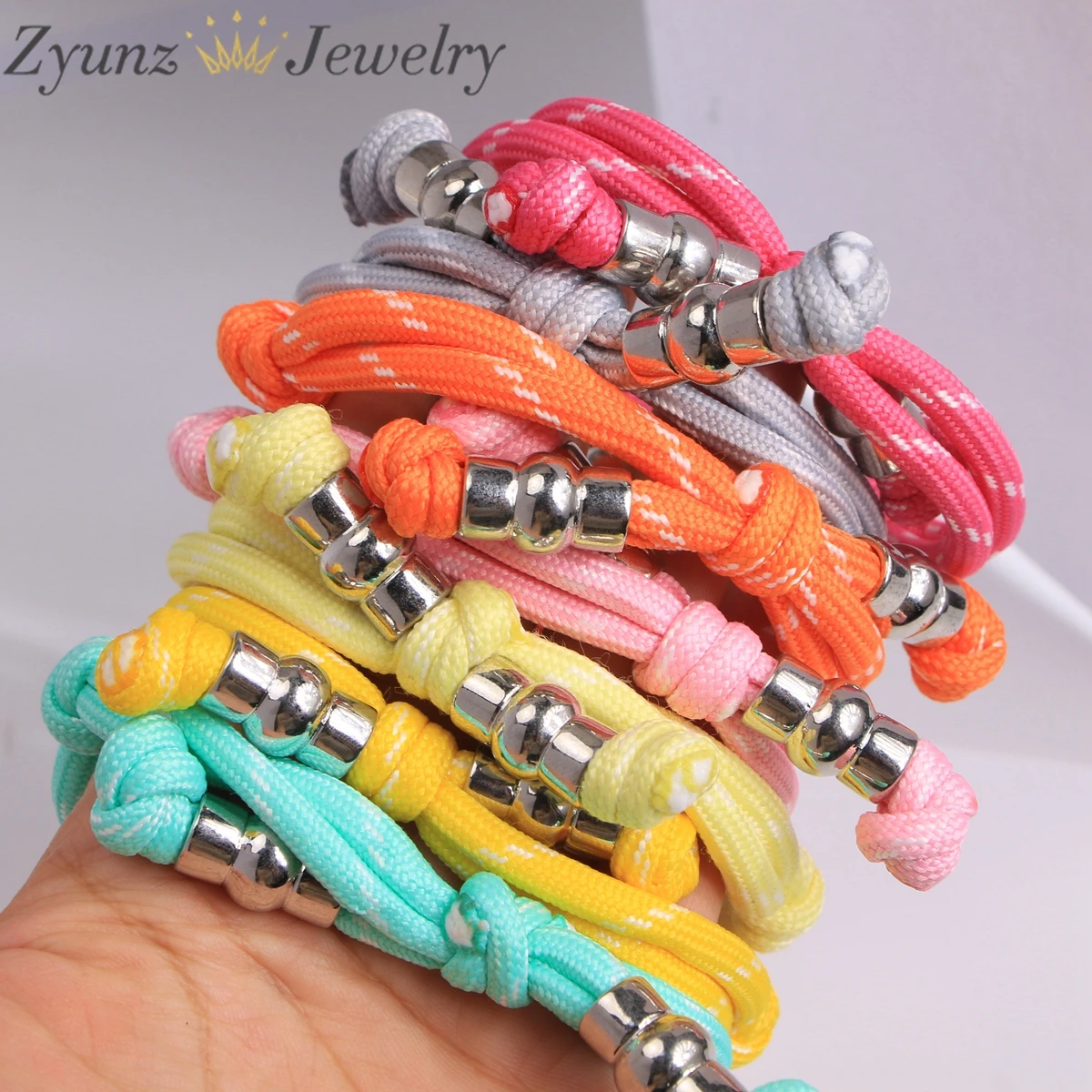 5PCS, Gold Silver Color Customized Balloon Letter Personalized Puff Initial Charm Bracelet Colorful Rope Cords Bracelets