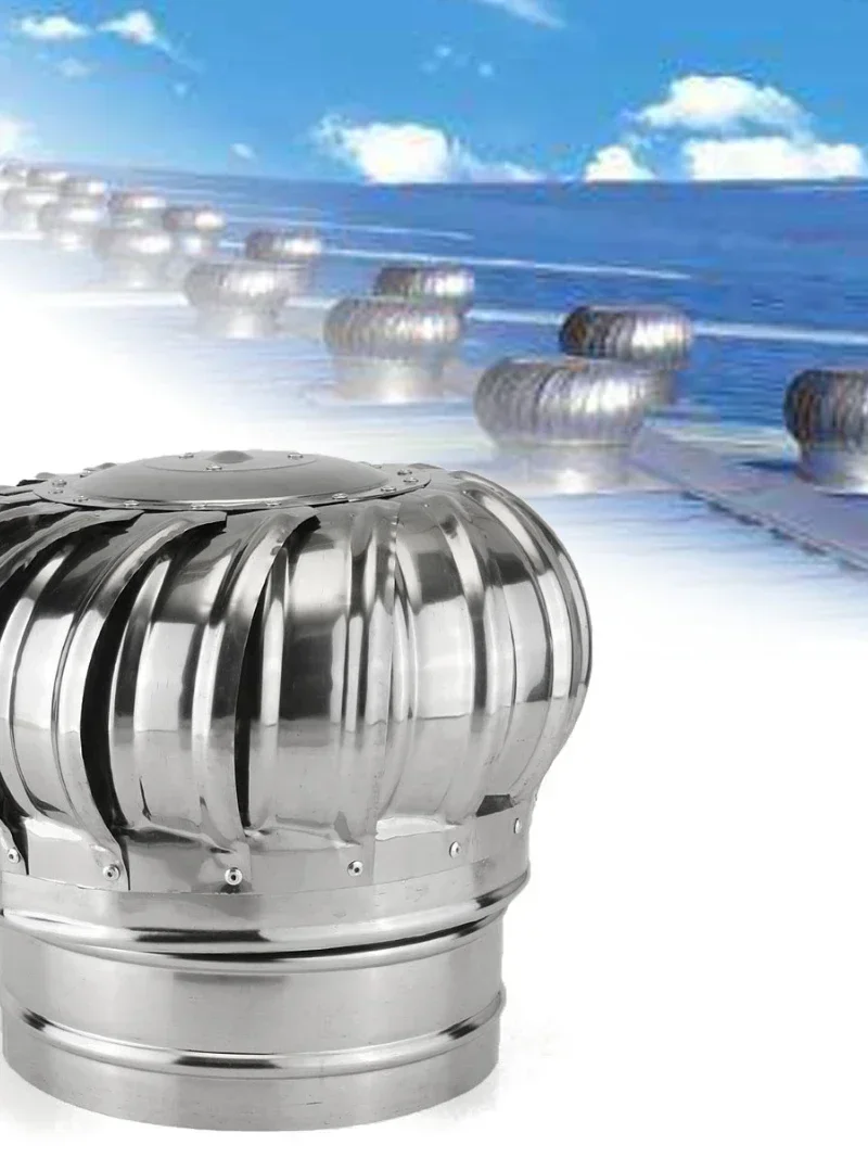 Attic Ducted Ventilation Fan 304 Stainless Steel Wind Turbine, Roof Ventilator with 110/150/200mm Optional Diameter