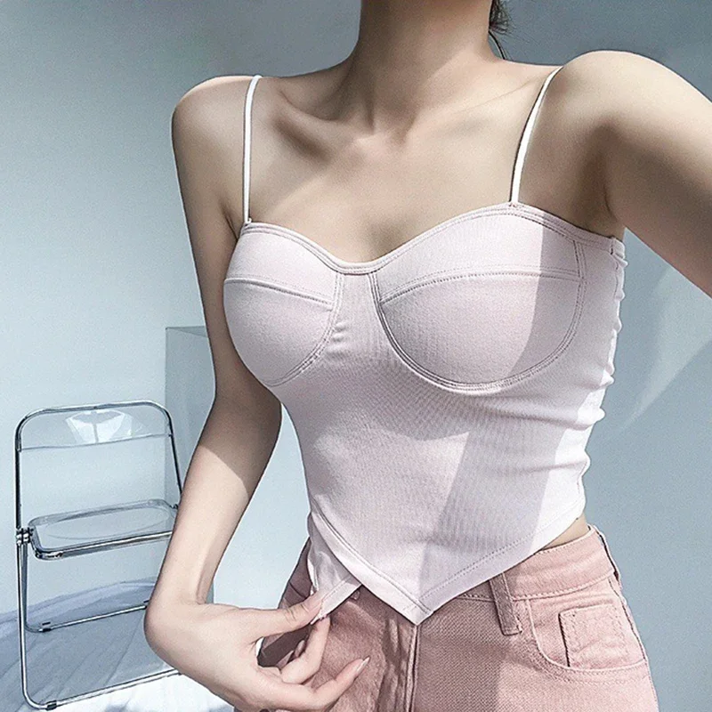 Sexy Sling Vest Crop Top Women Summer Casual Sleeveless Camisole 5 Colors Fashion Streetwear Tank