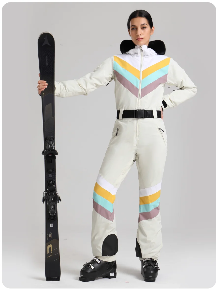 

Women's One-Piece Ski Suit Slim Fit Windproof Waterproof Thermal Insulated Snowsuit for Alpine Skiing Winter Sports