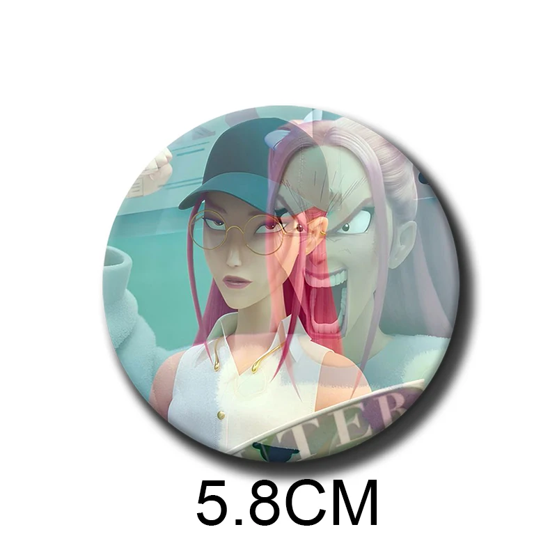 58mm Anime Character Mira Soft Button Pin Demon Hunters Mira Cartoon Brooch Creative Badge for Backpack Clothes Decoration Gift