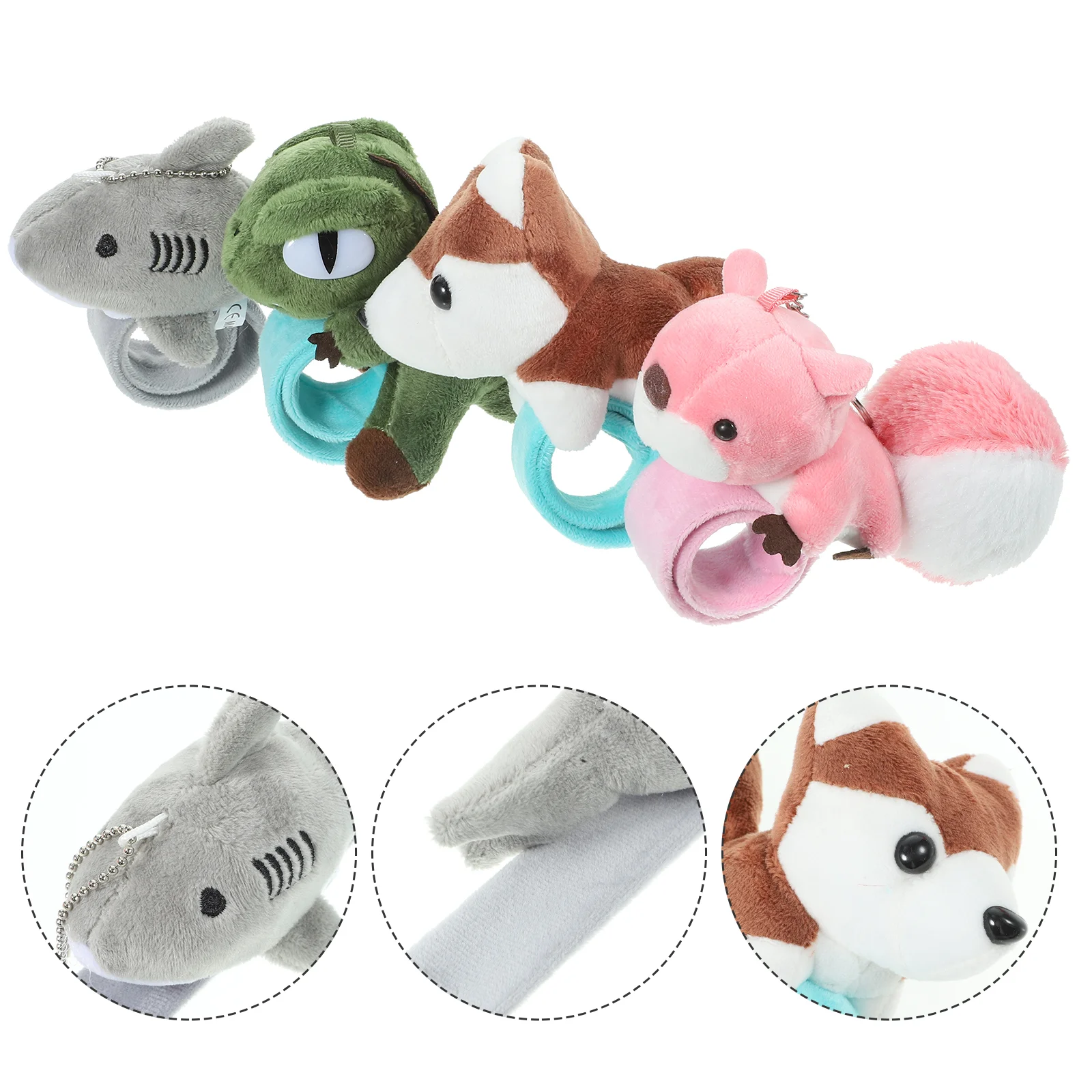 4-delige dinosaurus haai armband dier pluche polsband knuffels polsbandje klap thema bands cartoon armbanden feest