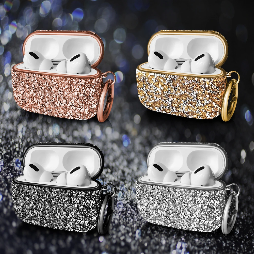 Luxury 3D Bid Bling Diamonds Glitter Hard Soft Case For Airpods Pro 1 2 3 Wireless Bluetooth Earphone Cute Cover With Keychain