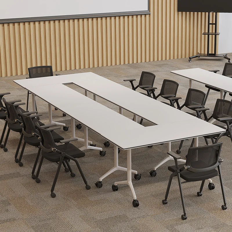 Office folding conference mobile training table and chair combination hotel strip mobile splicing activity training table
