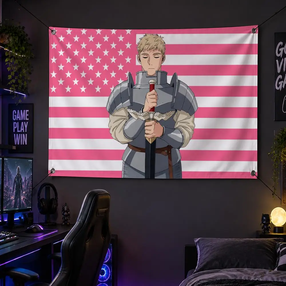 Anime Delicious In Dungeon Creative L-Laios Touden Flags Banner Decor for Bedroom,Garden,Party,Club,Gaming Room,Garage Fan Gift