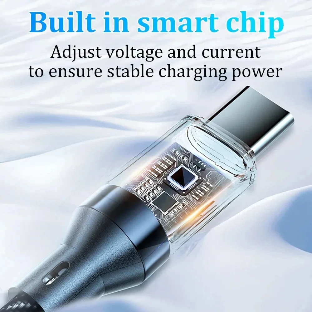 كابل USB إلى النوع C بقدرة 120 وات، كابل شحن سريع للغاية مع شاشة LED 100 وات من النوع C إلى سلك بيانات من النوع C لهاتف Huawei Oppo Vivo