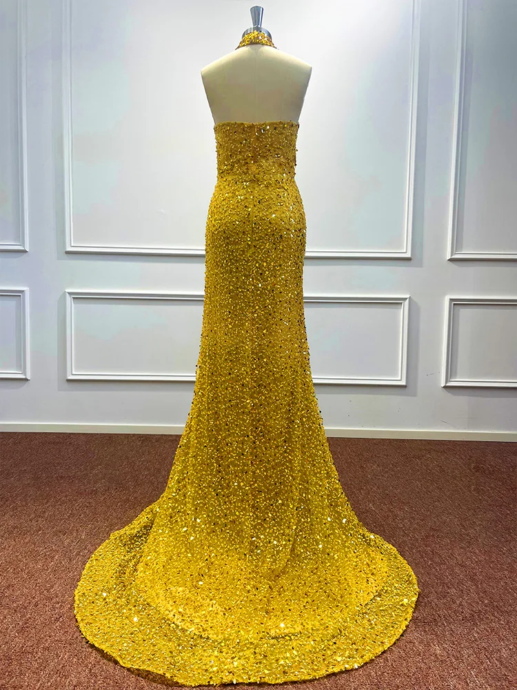 Luxury High Neck Mermaid Evening Dresses 2024 Vestido De Fiesta Women Sequin Beading Formal Floor Length Wedding Party Gowns