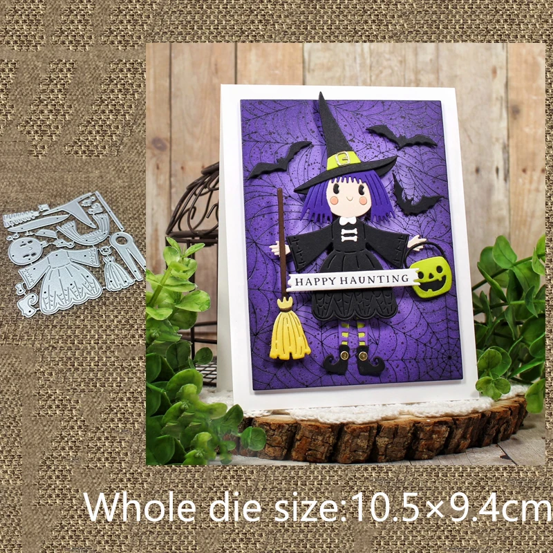 XLDesign Craft Metal stencil mold Cutting Die Halloween broom Witch scrapbook die cut Album Paper Card Craft Embossing