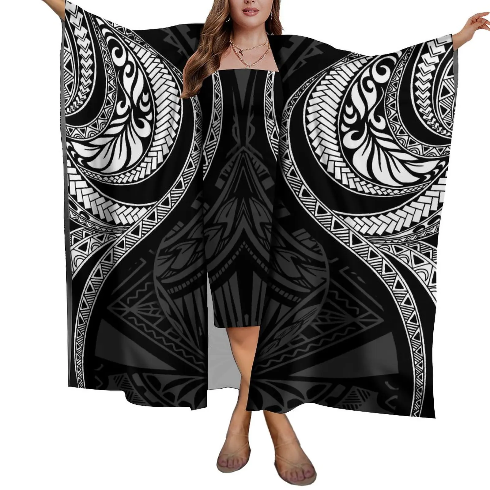 Gauze Cagg Cape Skirt Vintage Tribal Style Dress Women's Polynesian Corner Custom High Quality Skirt Scarf Cape Thin