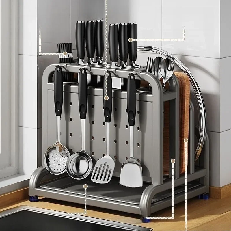 رف سكاكين المطبخ متعدد الوظائف سكين المطبخ المنزلي غطاء وعاء قطع المجلس عيدان كونترتوب أواني تخزين الرف #2