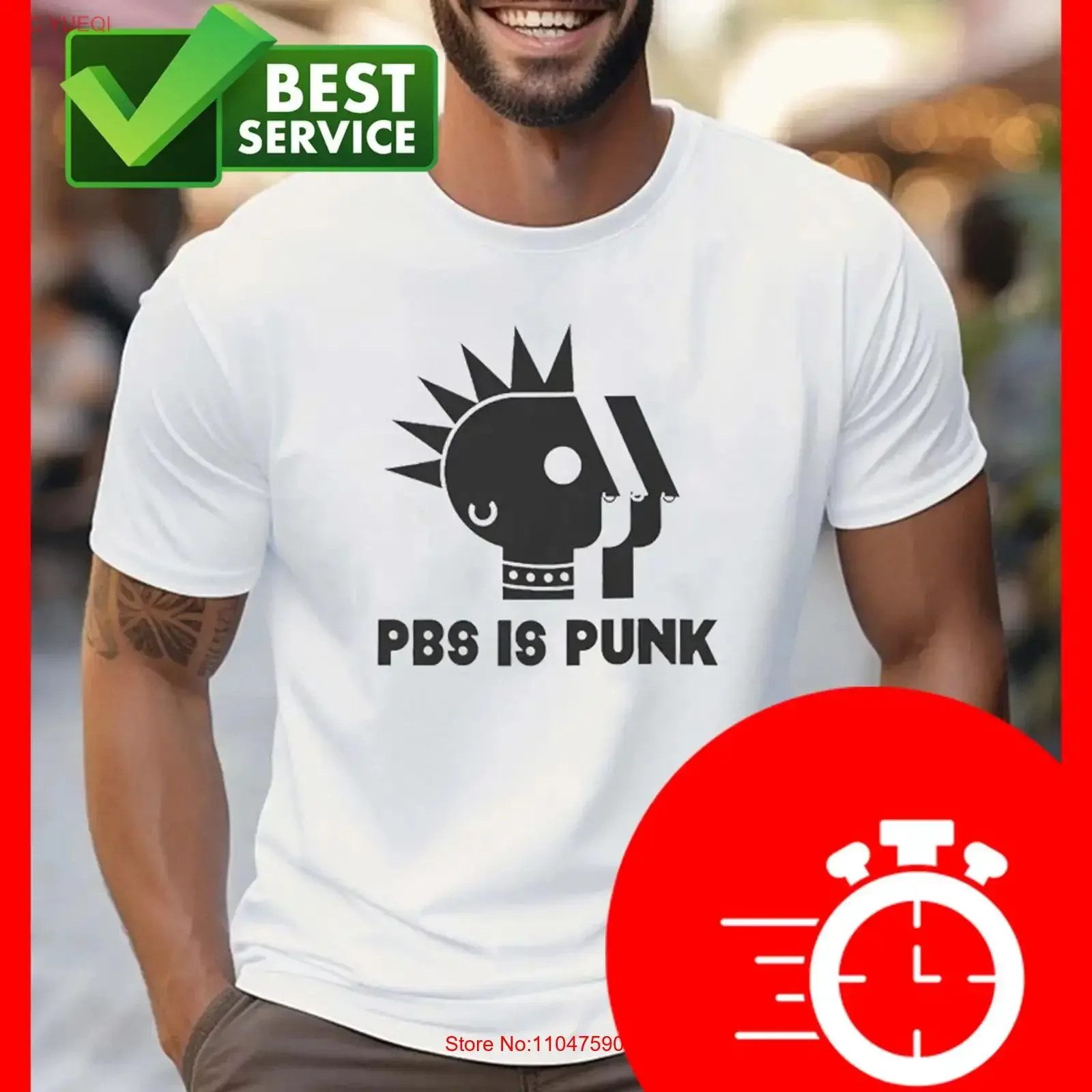 PBS is Punk Protect  T shirt AQ318 vintage Washed designer clothes homme Top For Everyday Wear Casual Versatile Slightly