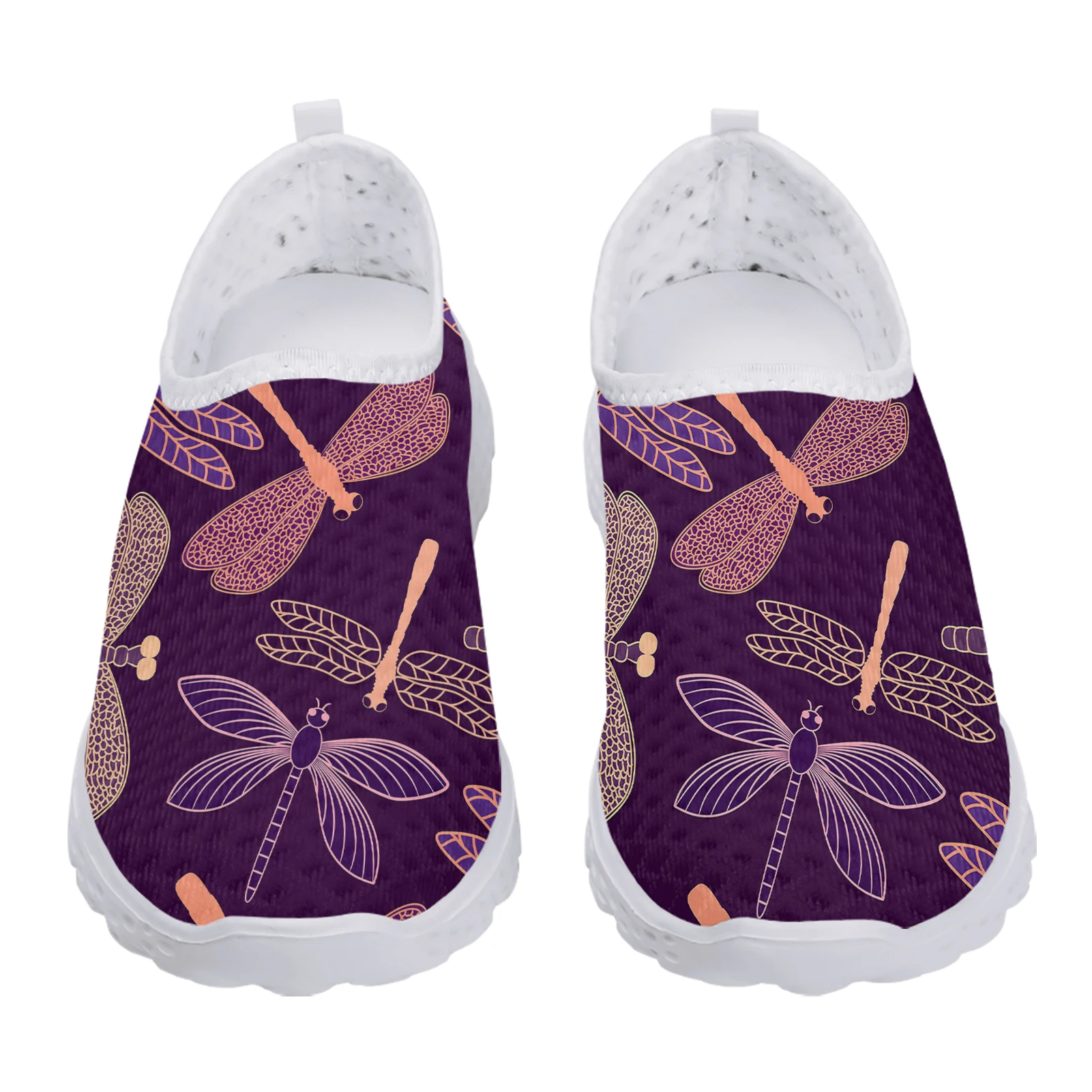 INSTANTARTS Purple Boho Butterfly Dragonfly Design Comfortable Brand Loafers Soft Summer Mesh Shoes Walking Sneakers Zapatos