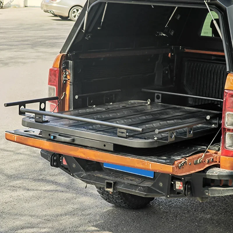 Aluminum alloy universal pickup truck back bucket sliding push-pull frame (with guardrail)