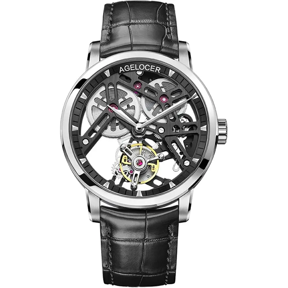 

Механические наручные часы AGELOCER, скелетонизированные часы-турбийон с механическим механизмом и циферблатом-скелетоном, роскошные часы DrWatch