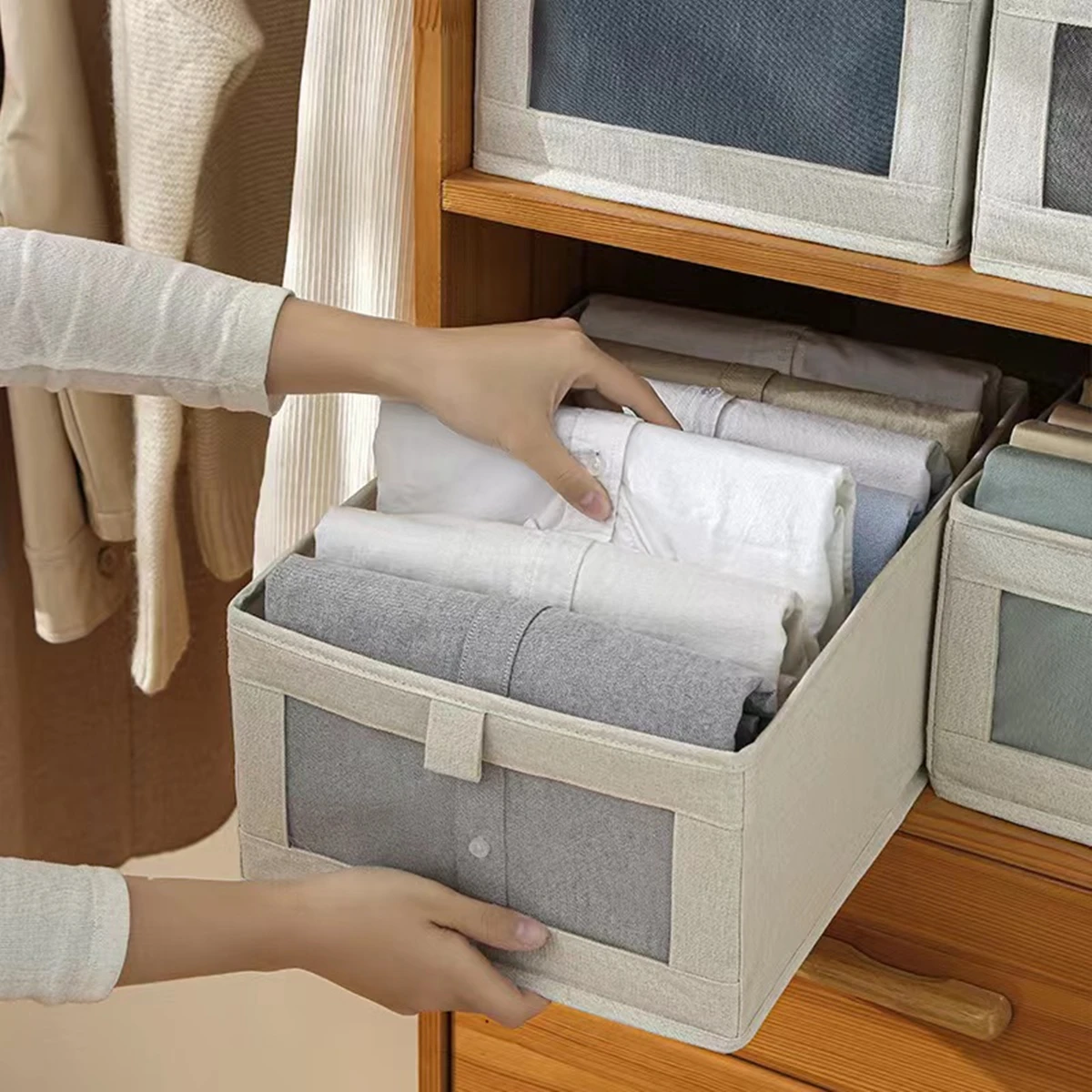 Foldable Clothing Sorting Box; Visual Window Wardrobe Organizing Basket; Large Underwear Storage Box; Drawer Organizing Storage