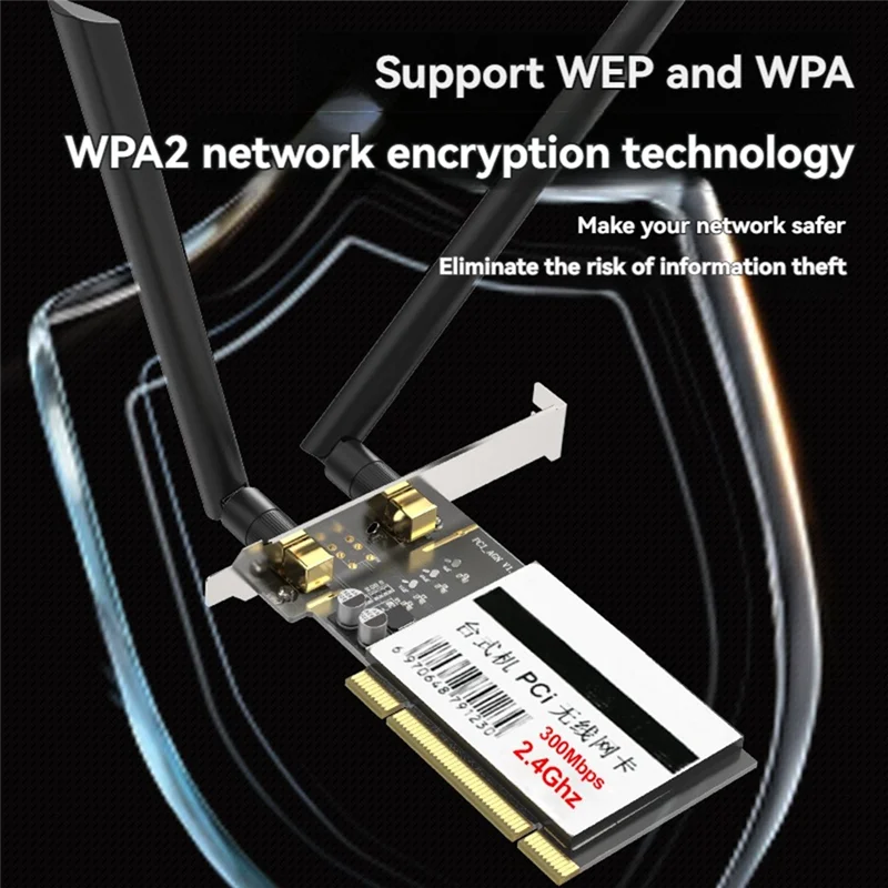 Exquisite-PCI Wireless Network Card 300Mbps Network Card Desktop PC 2.4Ghz Network Card For Winxp/7/8/10/11/MAC/Linux