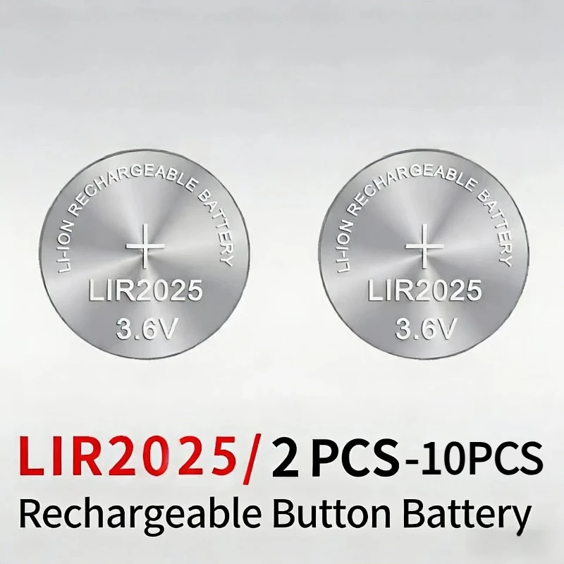 

3.6V LIR2025 Rechargeable Lithium Battery Replacement for CR2025 for Car Remote Watch Camera Calculator Clock