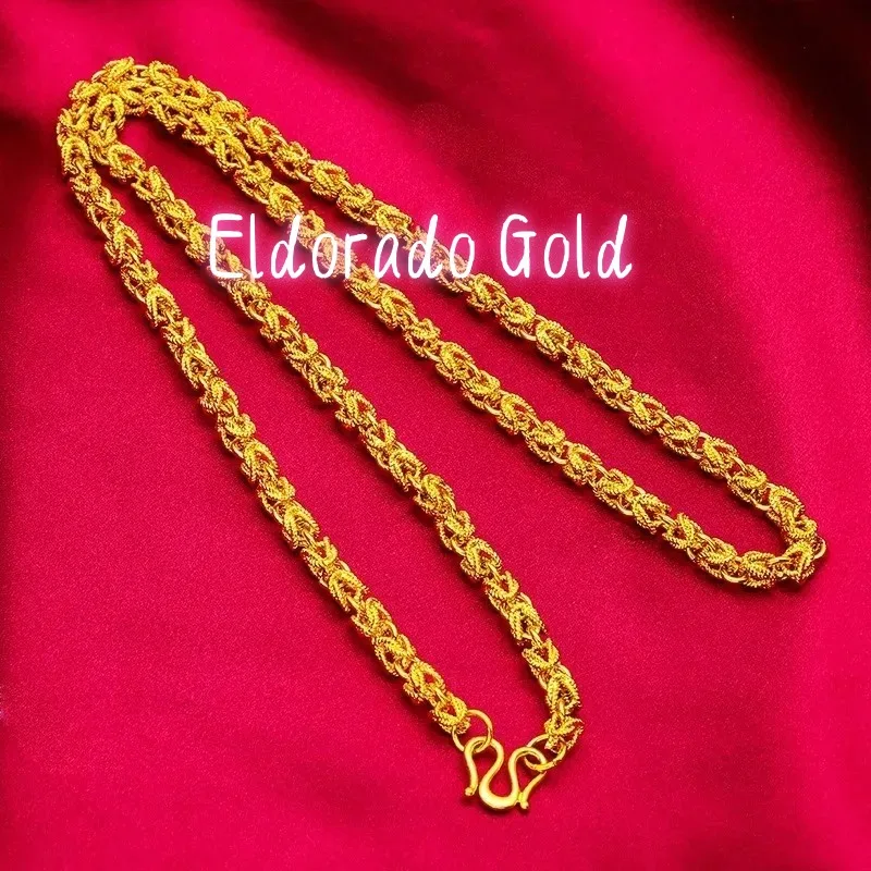 

Мужское ожерелье Eldorado Gold из настоящего 24-каратного золота с вырезами и кнопками M, бутик-коллекция, цилиндрическое, 9999 пробы