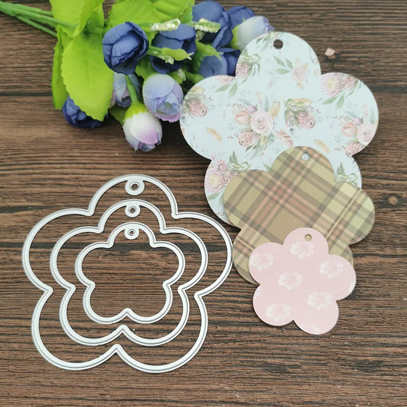 3pc kwiat śliwy zestaw ramek metalu wykrojniki szablony dla DIY Scrapbooking dekoracyjne wytłaczanie rzemieślnicze szablon sztancowanie