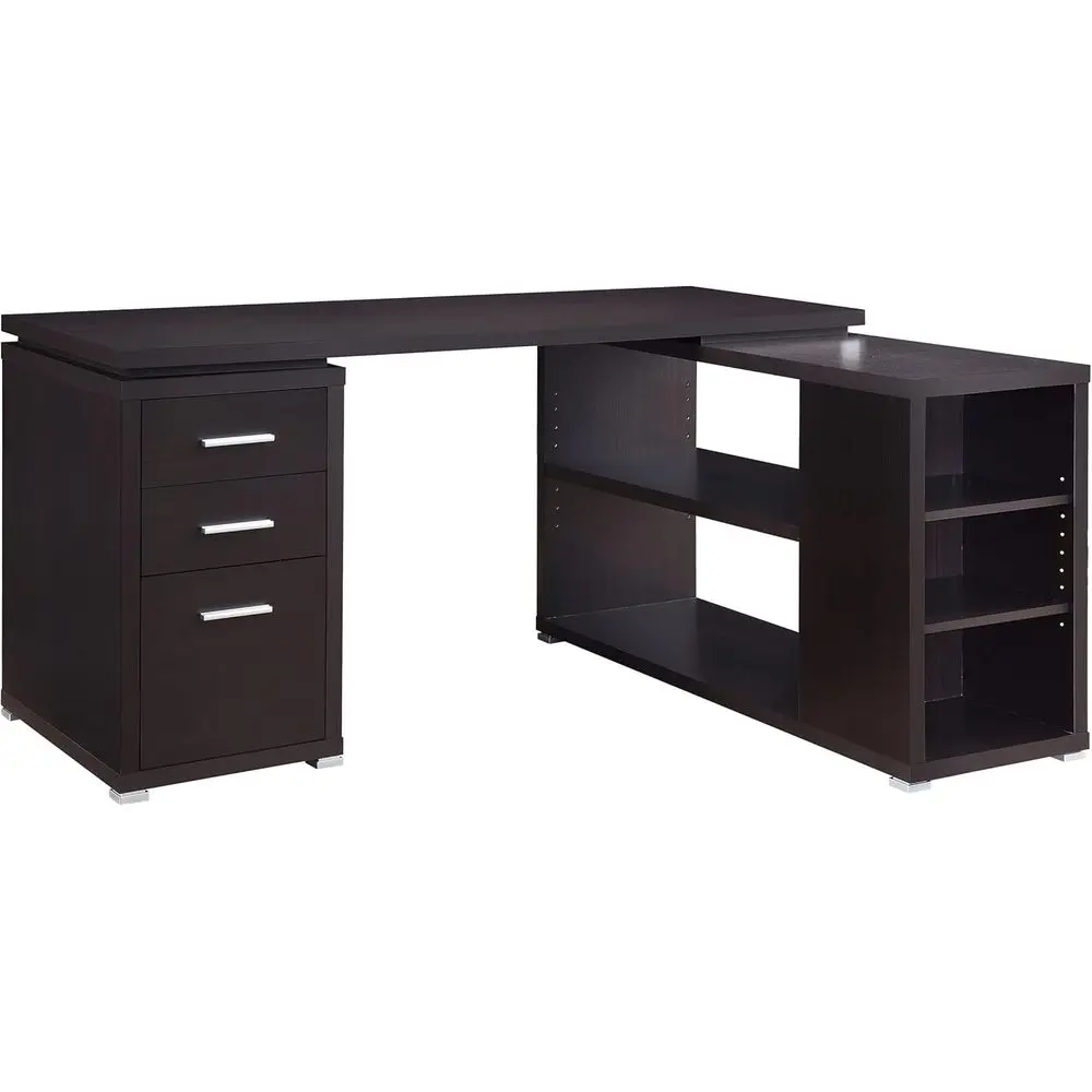 

Engineered Wood 3-Drawer Desk with L-Shaped Design and 5 Adjustable Components, 60-Inch, Puccino Finish