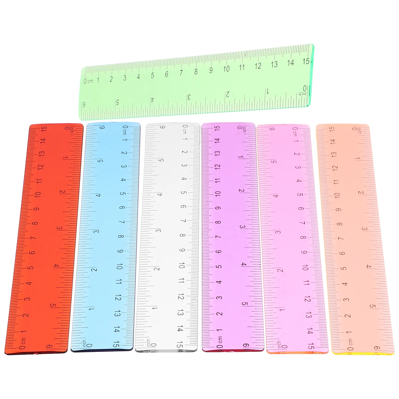 14Pcs Colorful Transparent Straight Ruler Set Precision Measuring Tool for School Office Art Applications