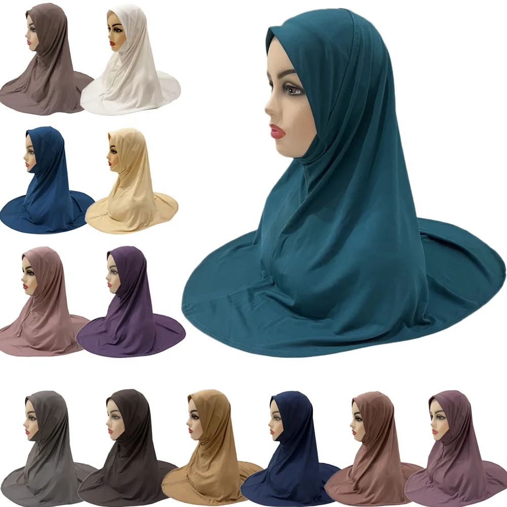 

Instant Hijab Inner Cap Kids Girls Muslim Head Scarf One Piece Amira Turban Full Cover Wrap Islamic Prayer Child Niqab Shawls