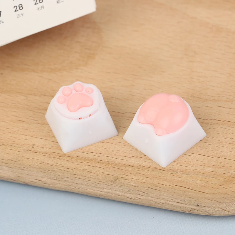 Bonitas teclas con forma de Pata de Gato para teclado mecánico, interruptor Cherry MX, tapa de tecla personalizada DIY, tecla de silicona suave artesanal