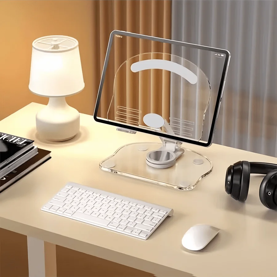 Universal Foldable Mobile Phone Holder 360 Degree Rotating Swivel Tablet Riser Anti Slip Height Adjustable for iPad/iPhone Stand