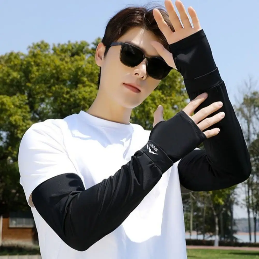 فضفاض الحرير الجليد الأكمام المضادة للأشعة فوق البنفسجية حماية الشمس واقية من الشمس الذراع كم طويل الأكمام قفاز الأشعة فوق البنفسجية العزل قفازات ركوب الدراجات النساء/الرجال