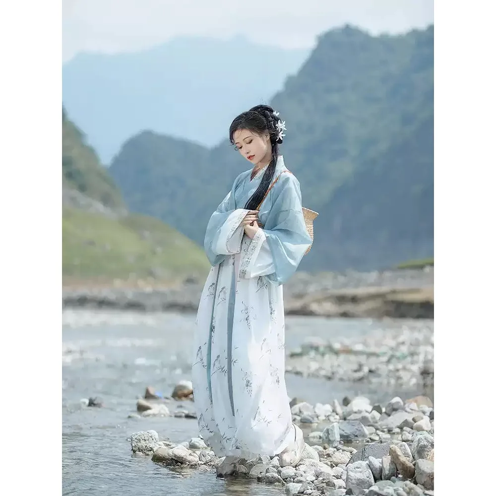 

Новый китайский топ с воротником в стиле тушь и акварель, женская юбка-миди с восьмиярусным подолом, летний повседневный стиль.