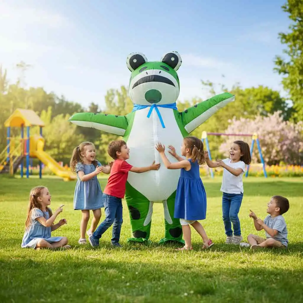 Adult Inflatable Frog Costume Funny Full Body Blow Up Animal Suit Unisex for Christmas Thanksgiving Carnival Cosplay (155-190CM)