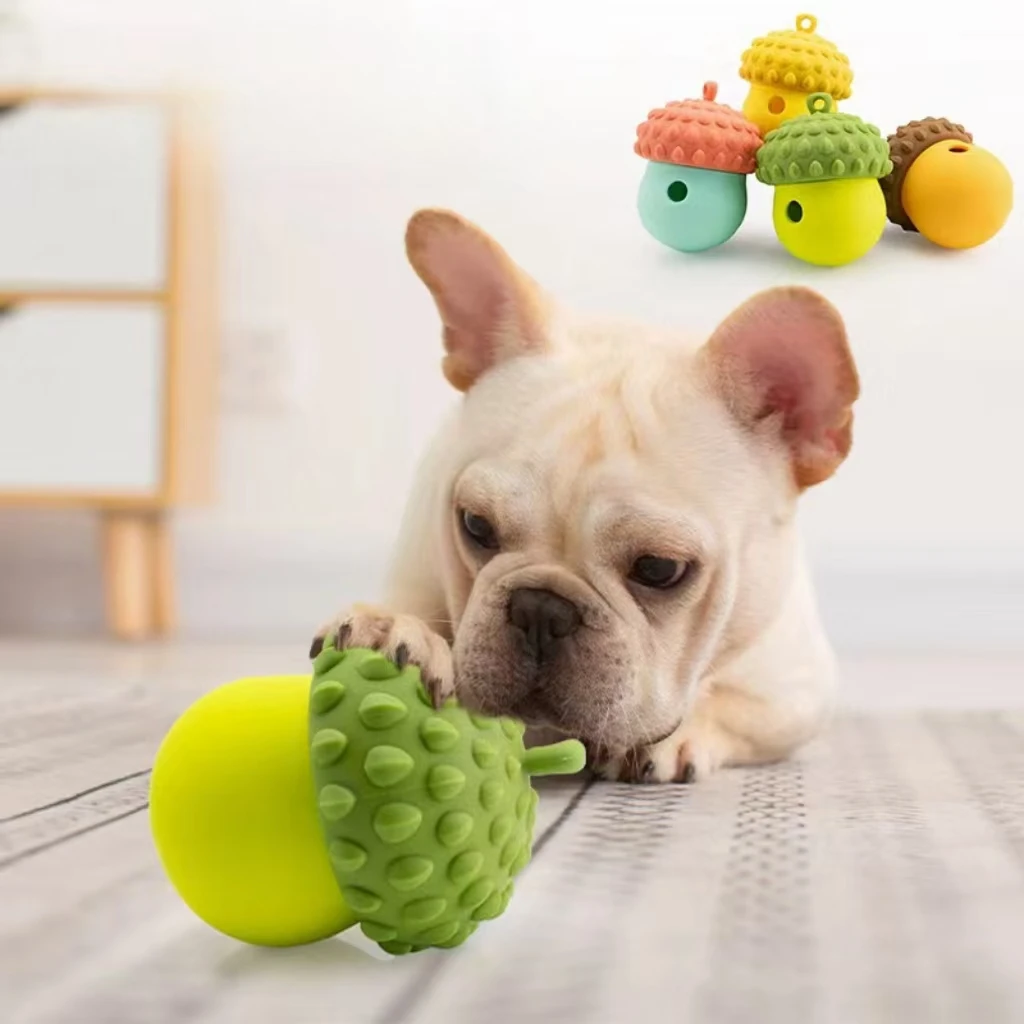 Brinquedo para animais de estimação bola de frutas brinquedo de silicone cão dente moagem bola mordida resistente limpeza dos dentes vazamento bola mascar mordida do cão produto