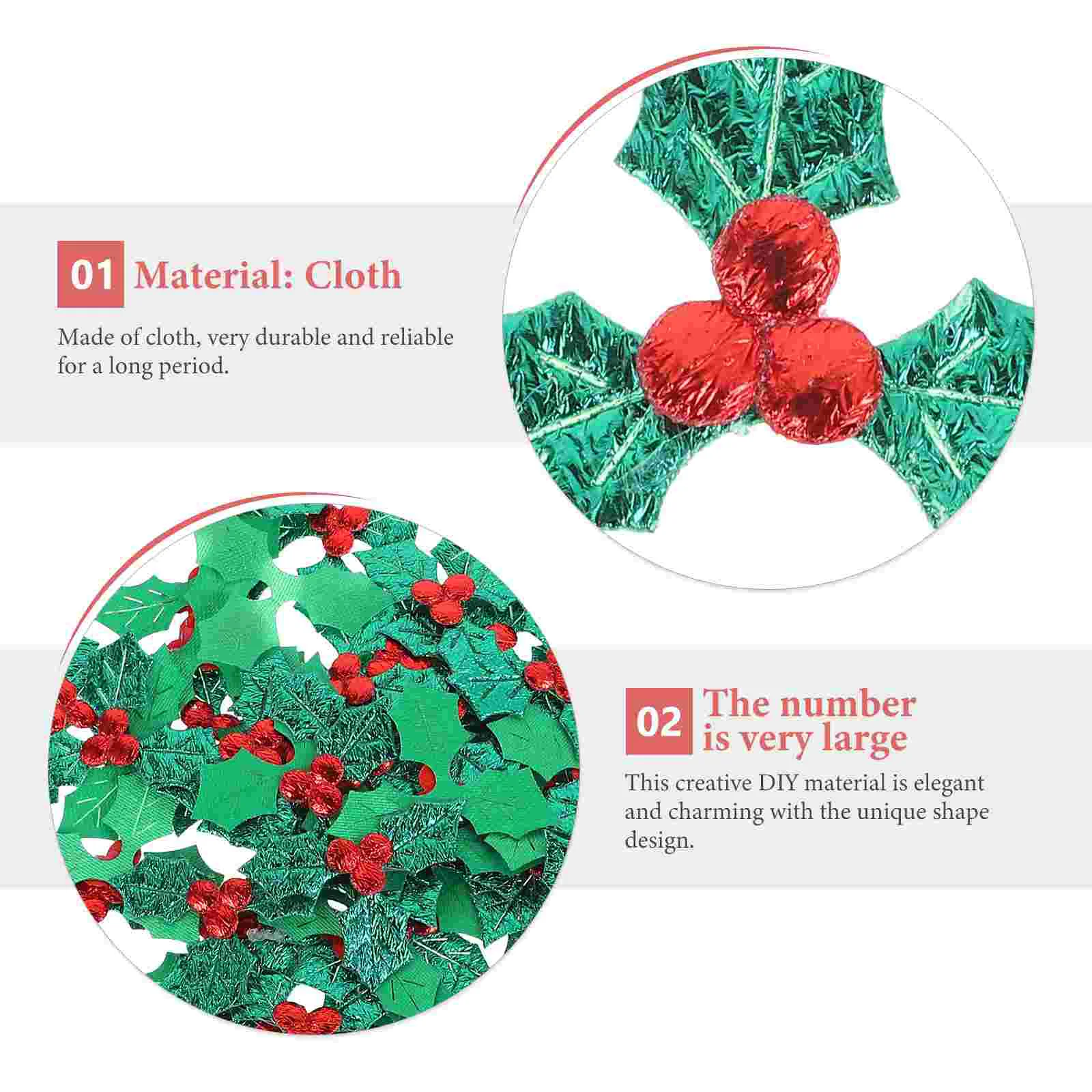 Mini Triple Leaf Holly Berries Artificial Green Leaves Faux Berry Flowers Embellishments for Christmas Wreath Decoration