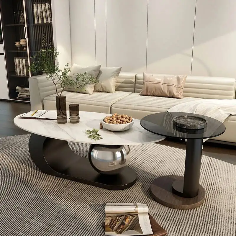 Mesas de centro nórdicas centrales, diseño moderno, minimalista, de lujo, Mesa de centro ovalada de mármol, Mesa Auxiliar para pasillo, muebles de dormitorio