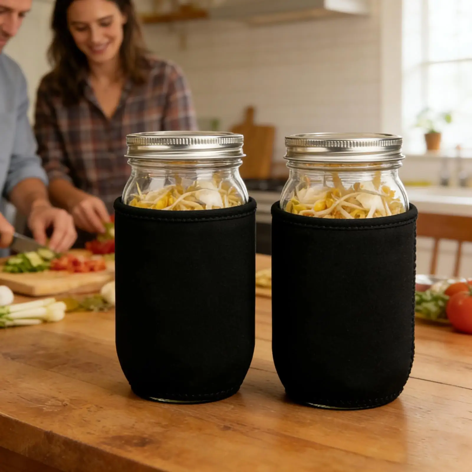 4pcs Light Blocking Jar Sleeves Hydroponic Cover for Wide Mouth 24oz 32oz Canning Jar, Home Garden Germination Accessories