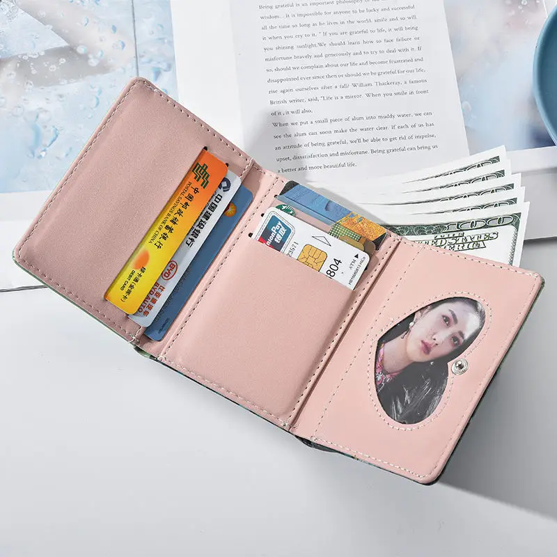 Van Gogh\'s Wild Rose Wallets Women Short Vintage Chic Folding Cash Clip Leather Purse Students\' Money Bag Credit Card Holder