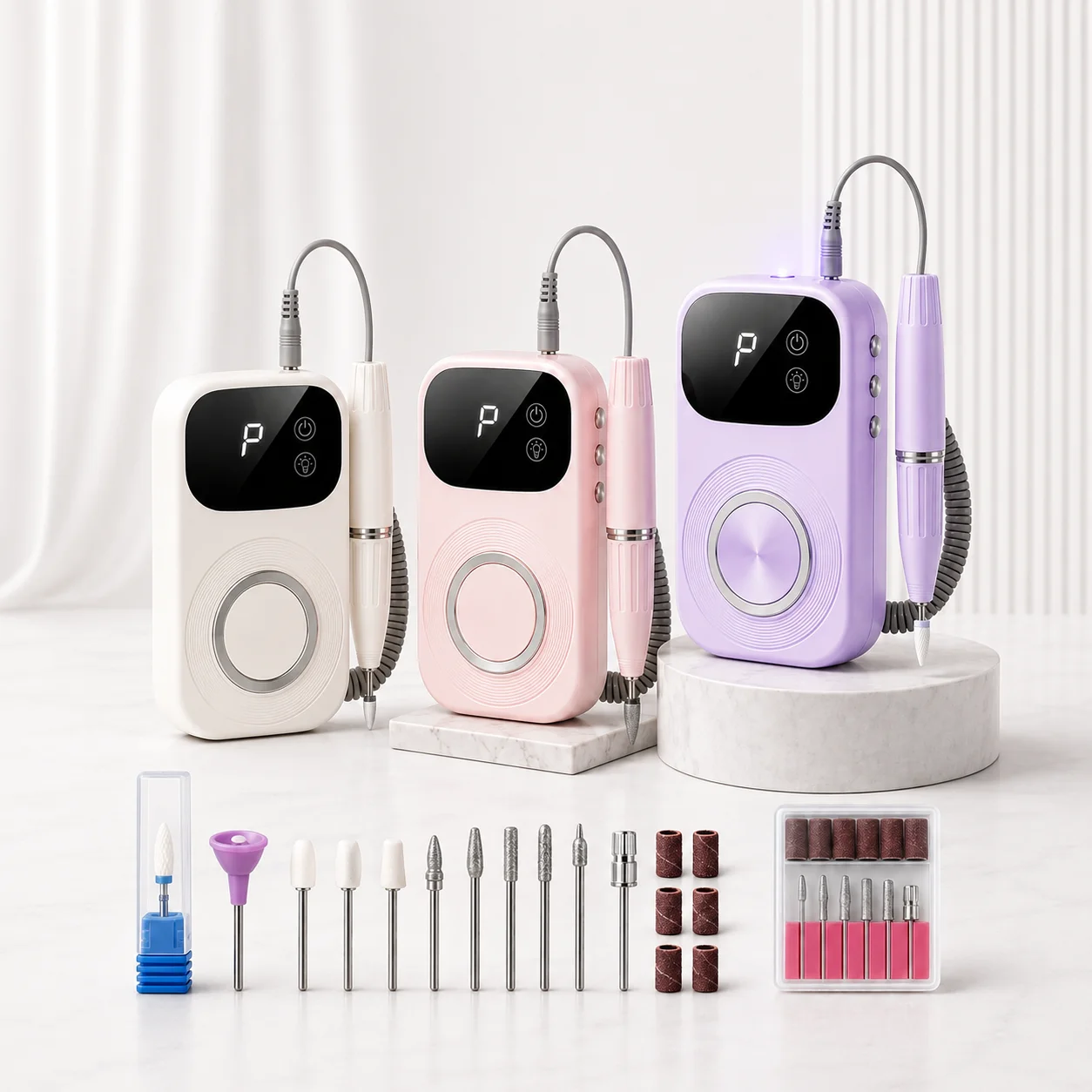 2-in-1 Rechargeable Nail Drill & Uv Led Lamp, 50-Speed Digital Portable E-File for Gel Acrylic Nails, Home Salon Christmas Gift