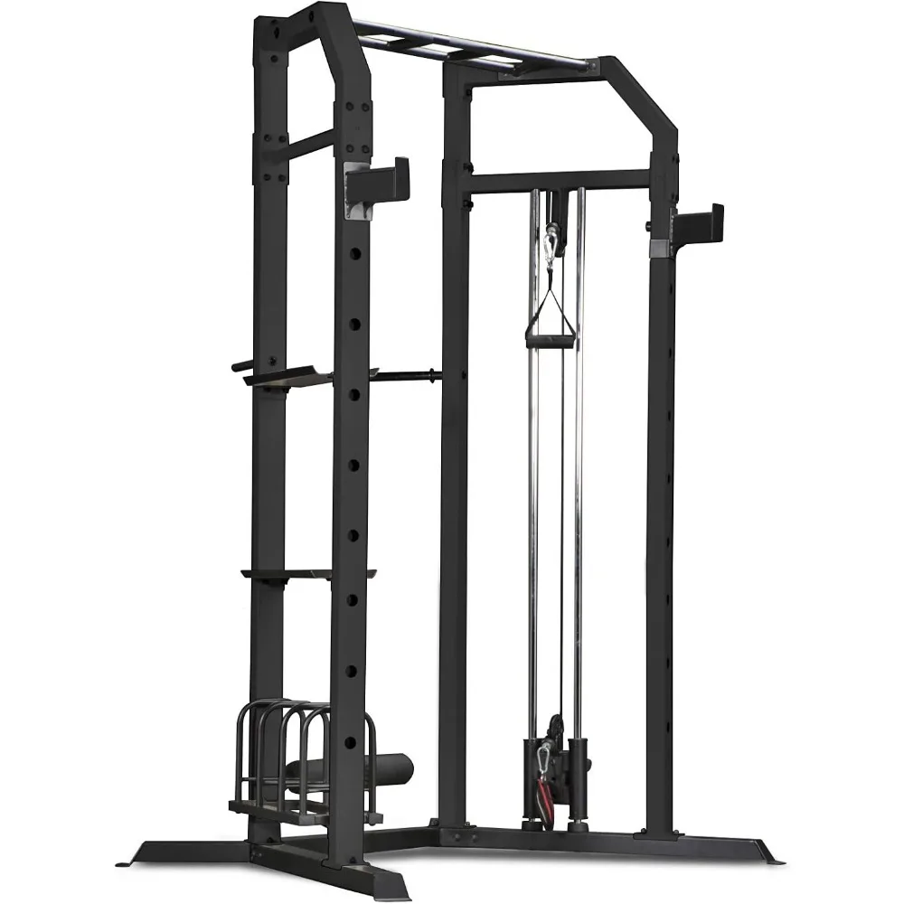 Olympic Multi-purpose Strength Training Cage with Pull Up Bars/Adjustable Bar Catchers and Pulley Workout Equipments Fitness