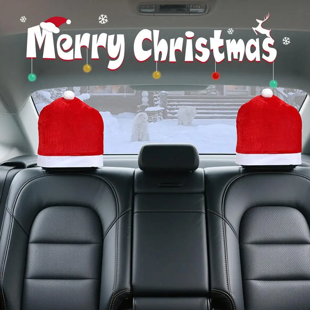 デスク/車椅子カバー クリスマスカーシートヘッドレスト装飾カバー クリスマスカーデコレーション帽子アクセサリー
