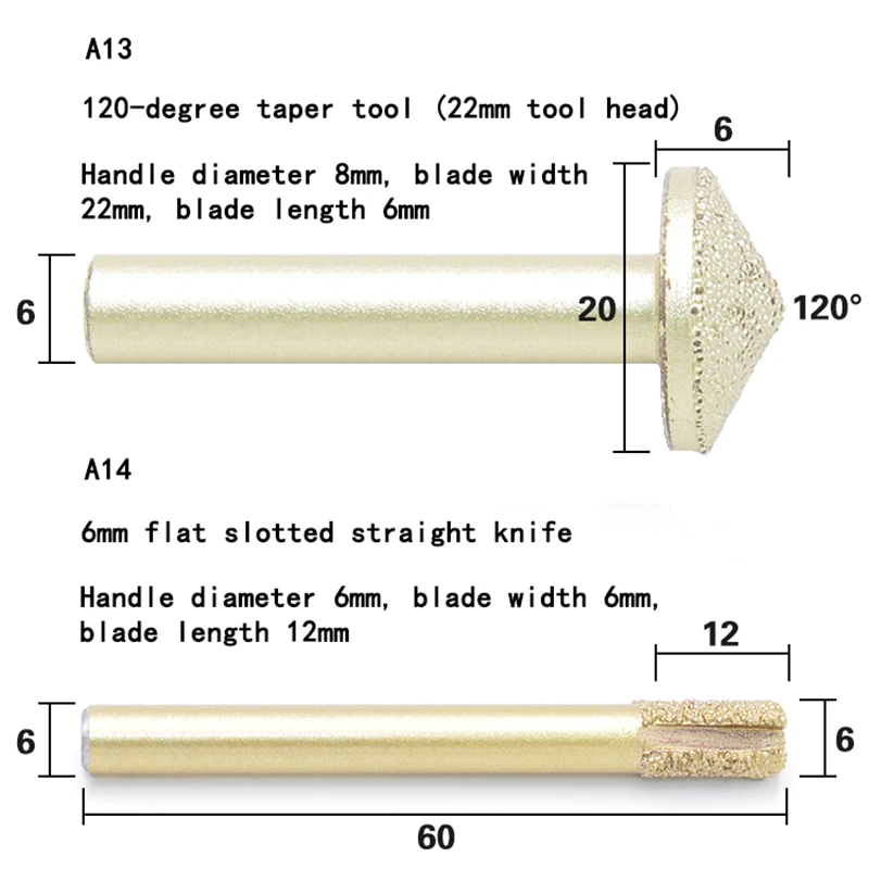 Diamond Engraving Router Bit Burr Head Stone Milling Cutter Engraver Marble Granite Tool Blade Carving Knife