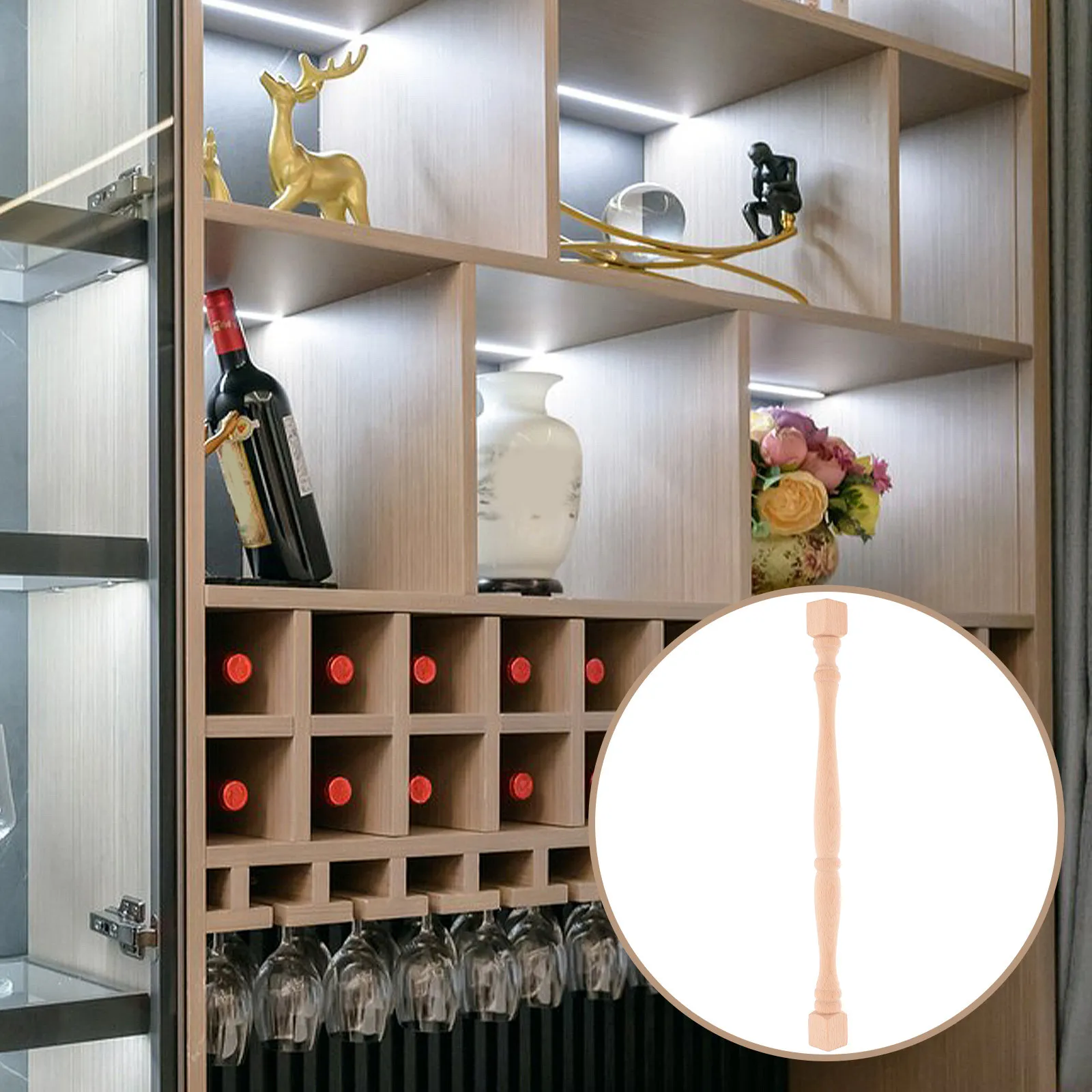 

Wooden Spindle Unique Shape Decorative Baluster for Stairs Cabinets Fences Furniture Post Carving Post Interior Wooden Balusters