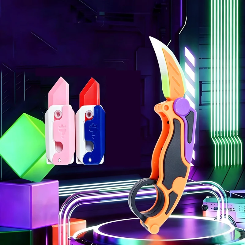 3D Printing Gravity Knife Toy Cub Jumping Small Radish Knife Fidget Toys Decompression Push Card Small Carrot Knife