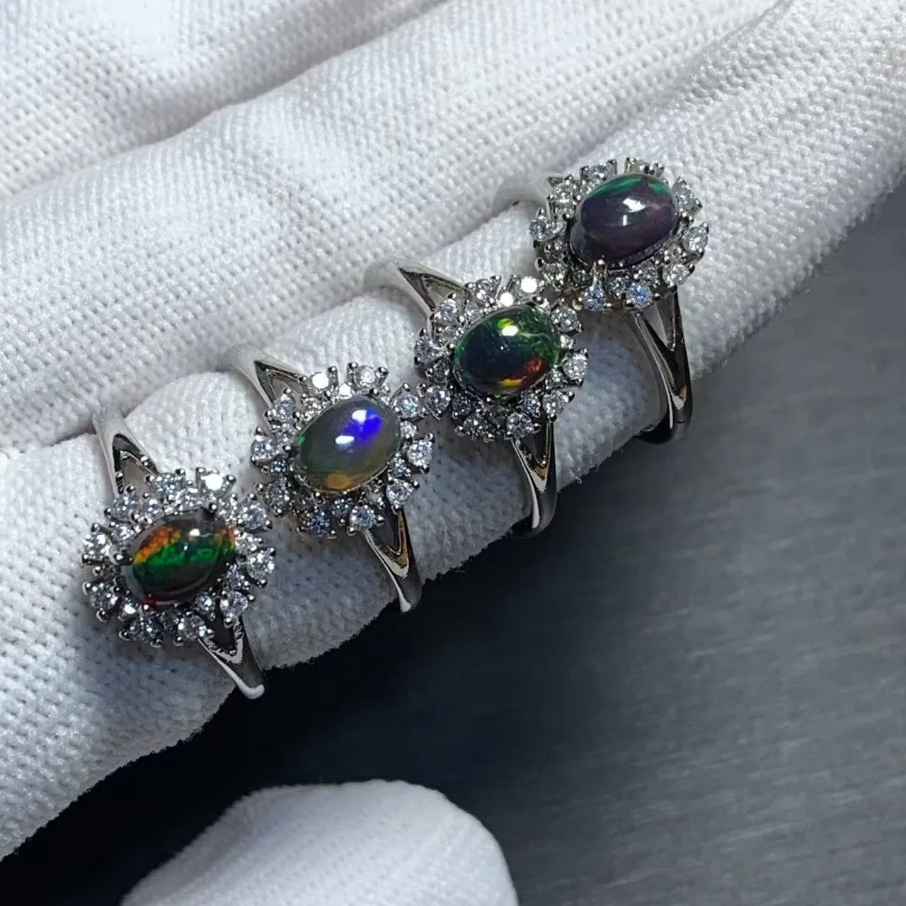 

MM Natural Opal Ring Adjustable Female Ring Jewelry for Women Gift Wholesale High Quality Vintage Fine