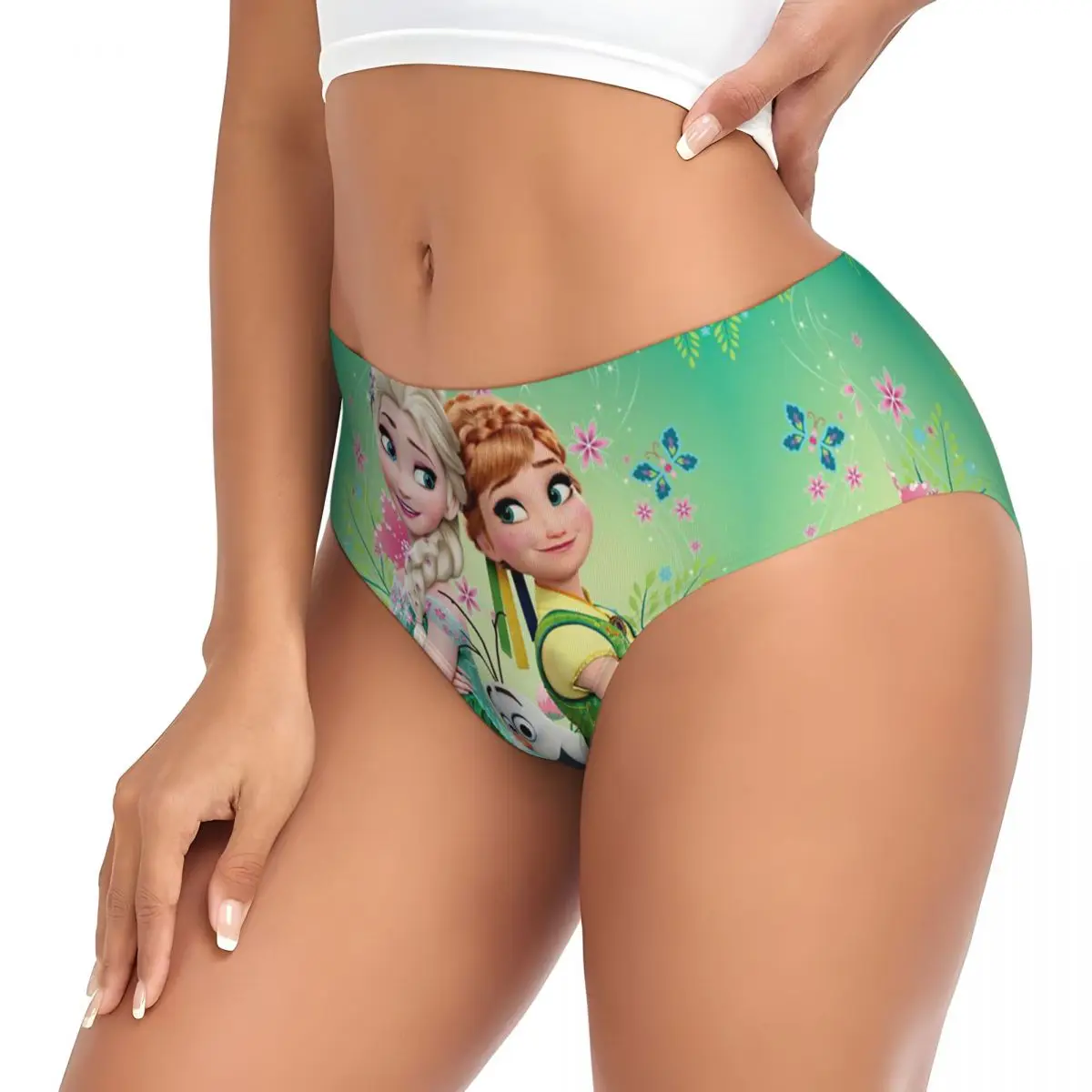 Mutandine elasticizzate traspiranti da donna personalizzate Anna Elsa Princess Frozen Briefs