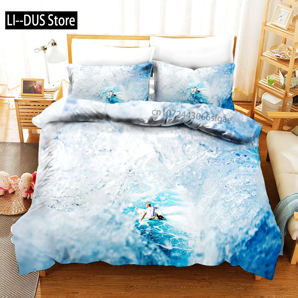 

Surfing Duvet Cover Set Surfboards Youth Ocean Sport Theme Bedding Set For Teens Polyester Waves Surfing Ocean Queen Quilt Cover