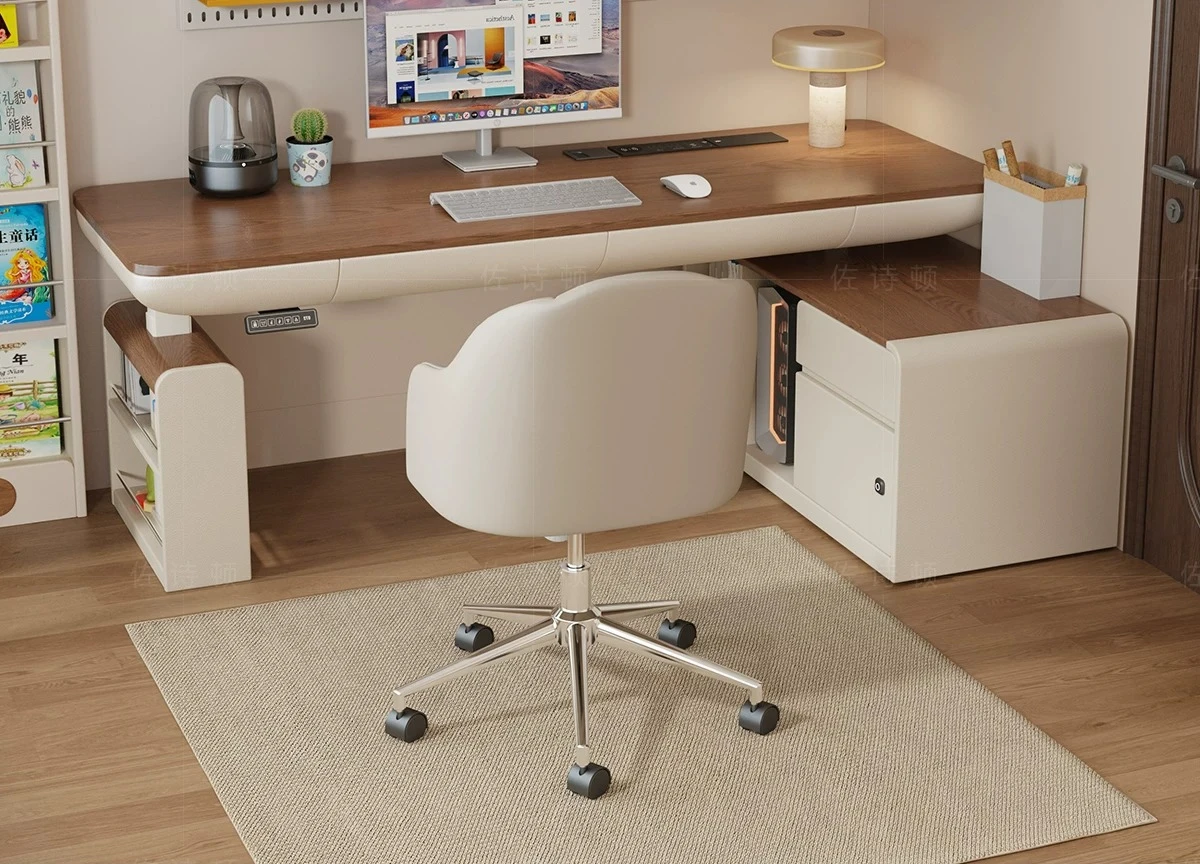 

Solid wood intelligent corner desk Electric lifting table Storage cabinet Integrated household desk Computer desk