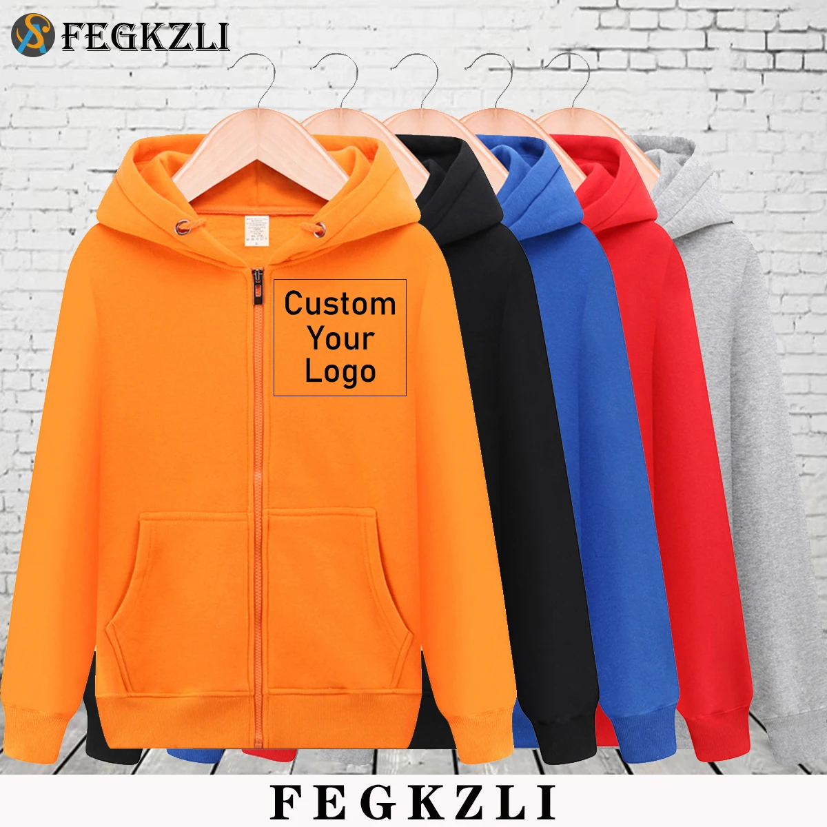 FEGKZLI Custom Hoodies Sweatshirts Autumn Solid Zipped Thick Long Sleeve Hoodie Harajuku Pullovers Solid Loose Winter Clothing