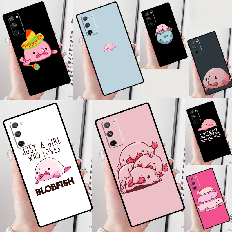 Cartoon Blobfish Case For Samsung Galaxy S23 S22 Ultra Note 10 Plus Note 20 Ultra S9 S10 S20 S21 FE Cover