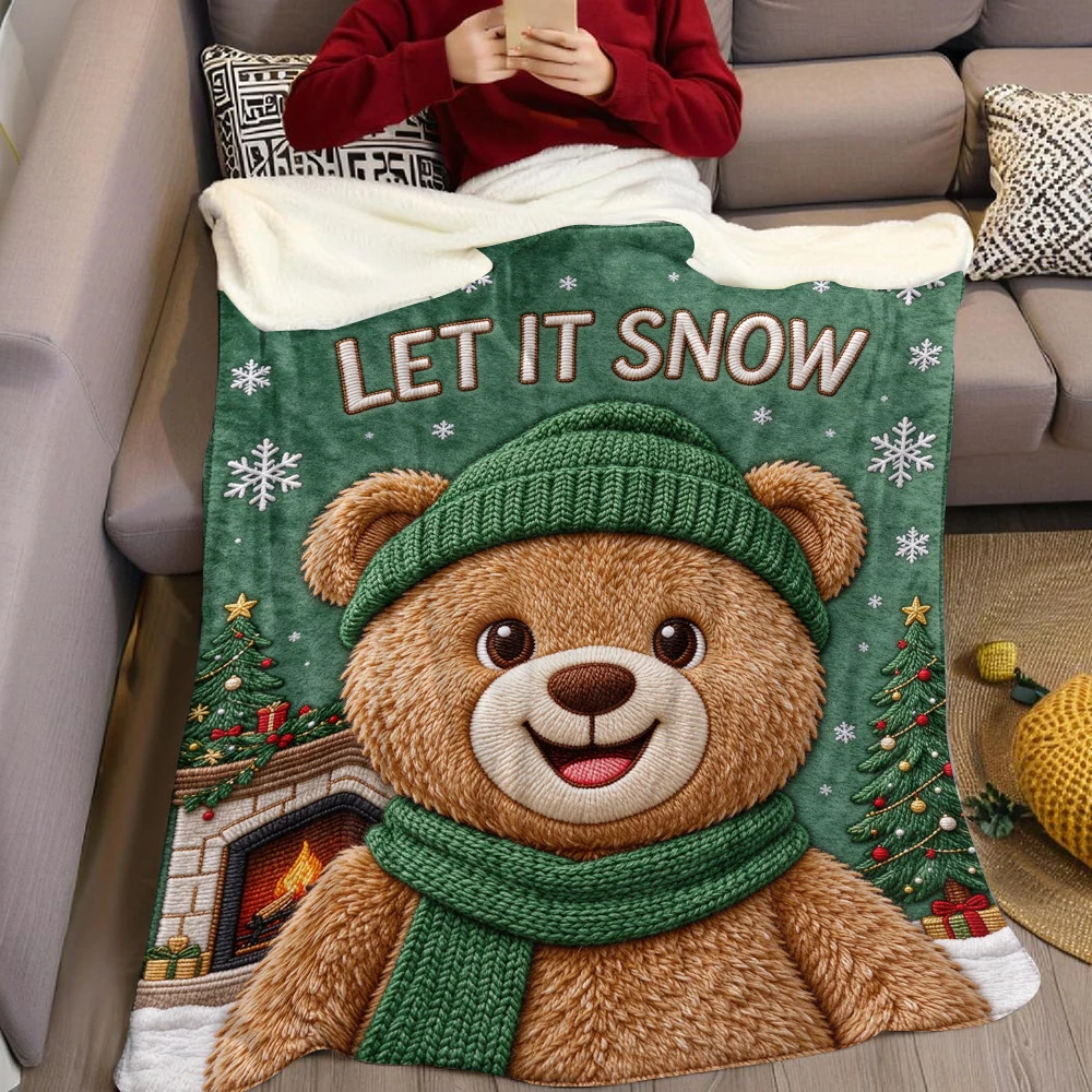 Stitch Orange Winter Warm Flannel Fleece Blanket Thick Soft Cozy Throw Blanket for Winter Bed Couch Plush Bedspread - view 2