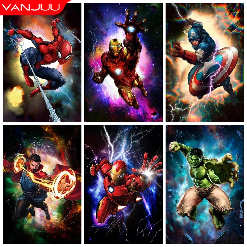 Marvel Series Superhero Diamond Painting Spider-Man Diamond Embroidery Superman Full Diamond Mosaic DIY Iron Man Decor Picture